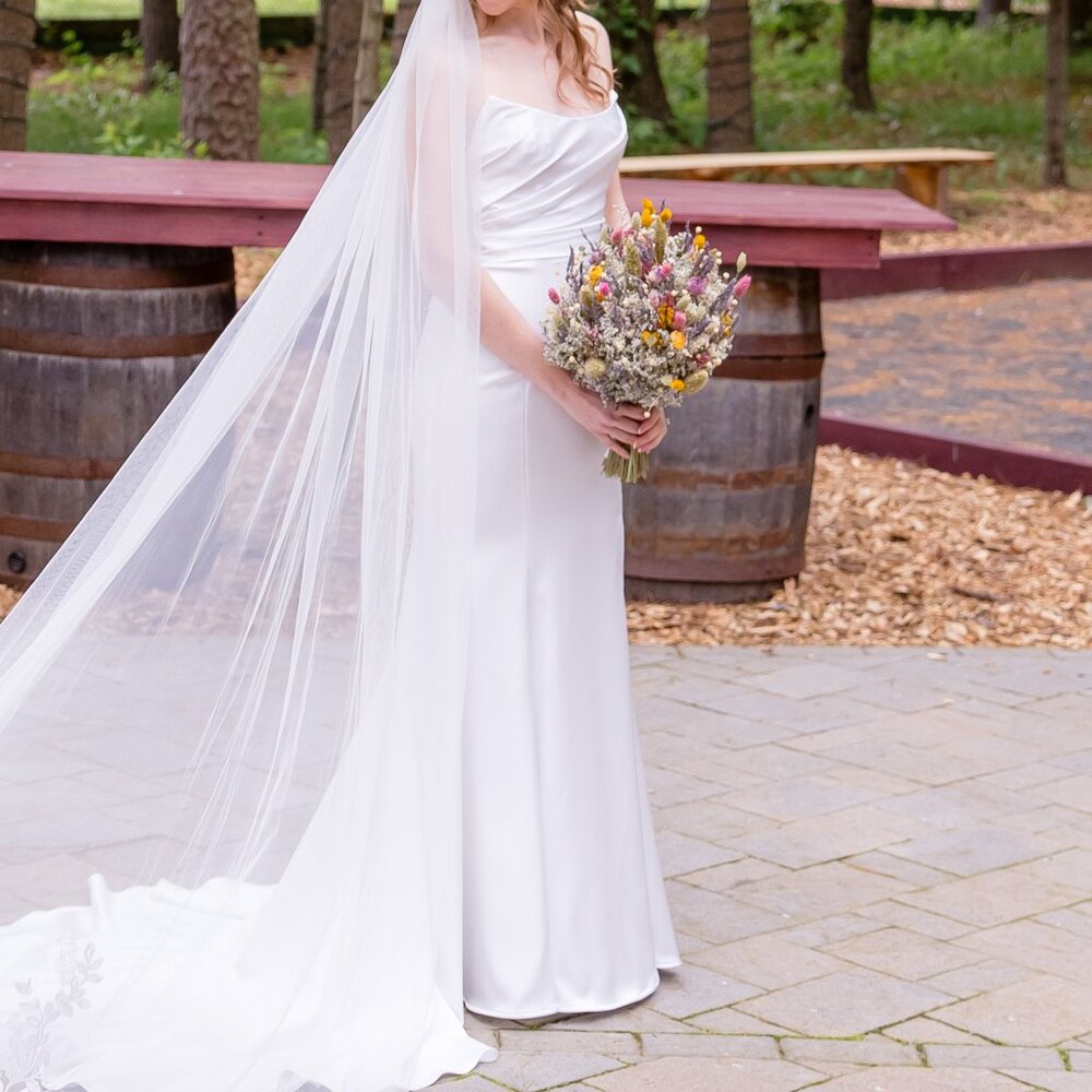 Willowby by Watters Elynor Strapless Satin Mermaid Wedding Gown - Picture 8 of 10